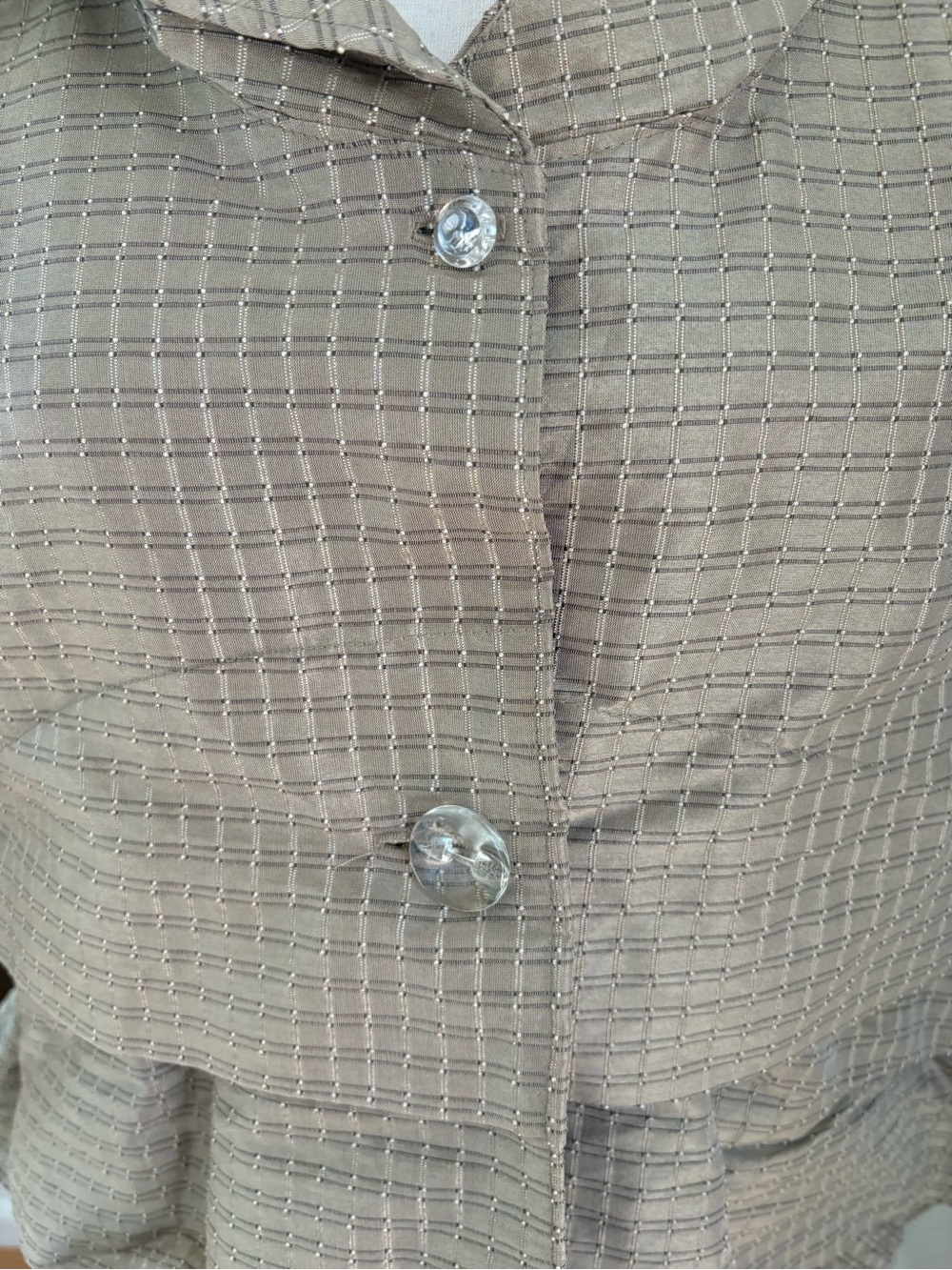 Women’s Layered Hooded Blazer Jacket in Taupe Plaid - Picture 4 of 6